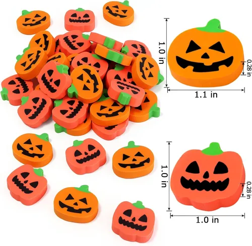Miniatura 2 de 48 borradores de calabaza de Halloween para niños, lindos borradores novedosos, borradores de lápiz, recompensas de tareas, estudiantes, premios