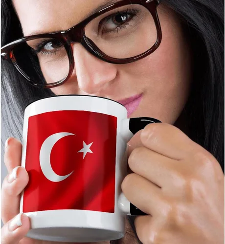 Miniatura 2 de 3dRose (mug_155075_4) Bandera de la bandera de Turquía país nacional turco ondeando media luna - Taza negra de dos tonos, 11 oz Negro