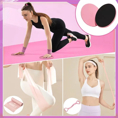 Miniatura 7 de Kit Esencial de Anillo de Pilates para Mujeres, Cremas Macaron Suaves - Set de Equipo de Ejercicio de Yoga para Entrenamientos en Casa con Círculo