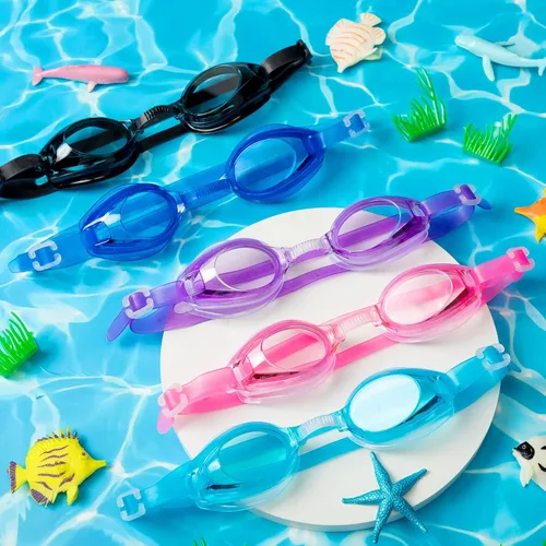 Miniatura 6 de Hoteam 50 gafas de natación a granel para niños con 8 tapones de nariz con clip para los oídos, sin fugas, antiniebla, gafas de natación