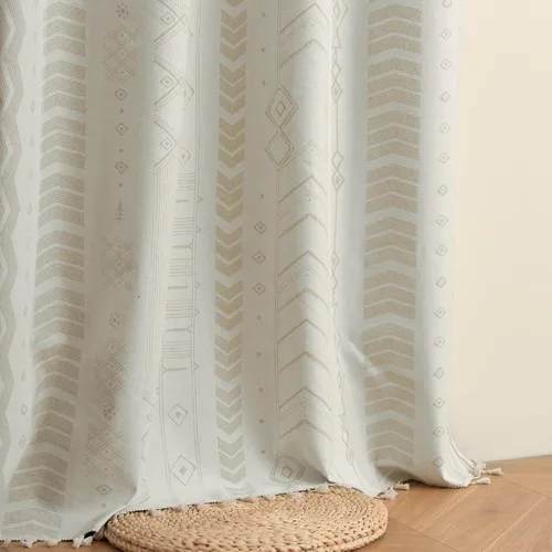 Miniatura 10 de ColorBird Cortinas Opacas Amarillas Bohemias 2 Paneles 84 Pulgadas de Largo Aislamiento Térmico Bohemio Azteca Tratamiento de Ventana Estampadas