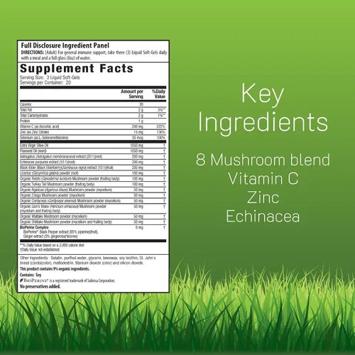 Miniatura 2 de Irwin Naturals Pure Defense Mushroom-8 - Apoyo inmunológico - 60 geles blandos líquidos - Fórmula de hongos de espectro completo