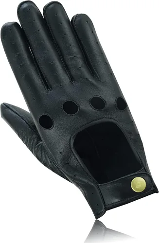 Miniatura 3 de Guantes de cuero para hombre, guantes de conducción de cuero para chofer, guantes de piel de cordero 100% auténtica, guantes de dedo completo