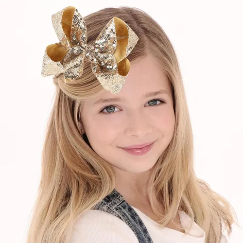 Miniatura 2 de 2 pinzas para el cabello para niñas, mujeres y adolescentes, pinzas de pelo de cocodrilo hechas a mano de 6 pulgadas con lentejuelas grandes