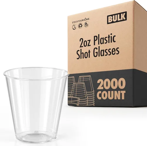 Miniatura 13 de Stock Your Home Vasos de chupito de 2 onzas – 250 mini vasos de chupito de plástico (2 onzas) vasos desechables transparentes para chupitos