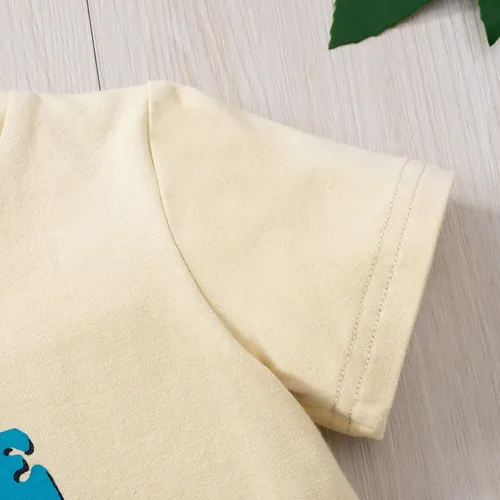 Miniatura 3 de Pudcoco Conjunto de camiseta de manga corta con letras y pantalones largos sólidos para el verano