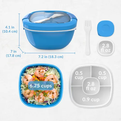 Miniatura 7 de Contenedor de almuerzo, ecológico y sin BPA de Bentgo Salad para ensaladas y otros aperitivos para llevar, Azul