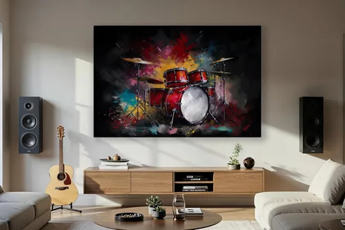 Miniatura 3 de LuxeWood Arte de Pared Musical en Lienzo - Impresiones Temáticas Musicales Medianas y Grandes para Sala de Estar, Oficina, Estudio, Airbnb