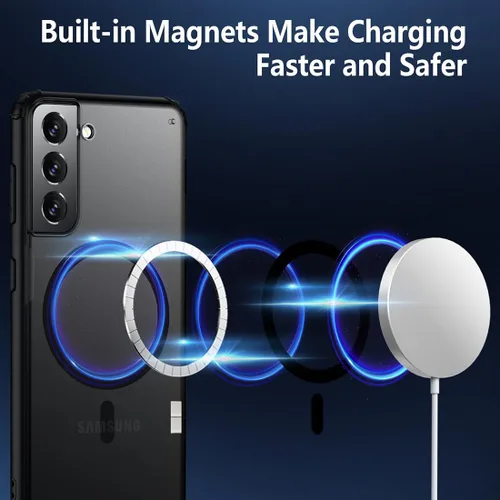 Miniatura 2 de TIANNIUKE Funda Magnética para Samsung Galaxy S21 5G, Mate Translúcida Anti-Huellas Dactilares, Compatible con MagSafe, Ajuste Delgado a Prueba