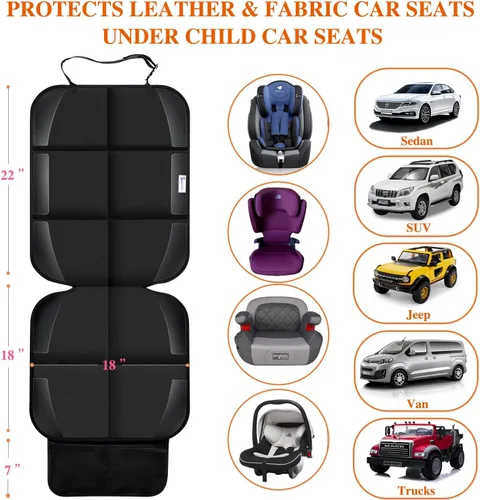 Miniatura 5 de Protector de Asiento de Automóvil, Protector de Asiento con Respaldo Acolchado de Goma Antideslizante para Asientos Infantiles, Protector de Asiento