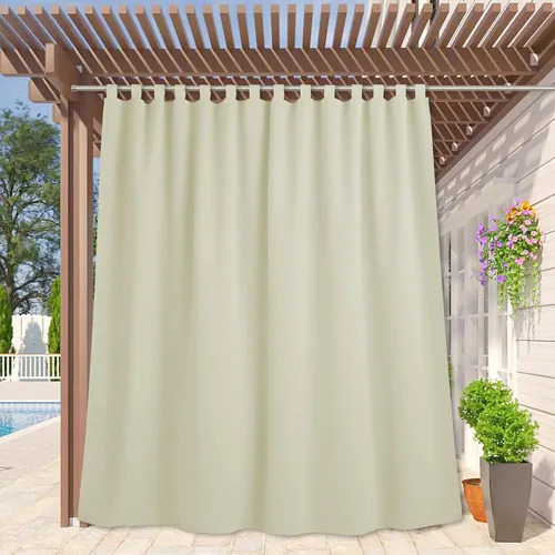 Miniatura 49 de RYB HOME - Cortinas opacas para interior y exterior, cortinas para patio o terraza, cortinas exteriores con pestaña Crema Beige