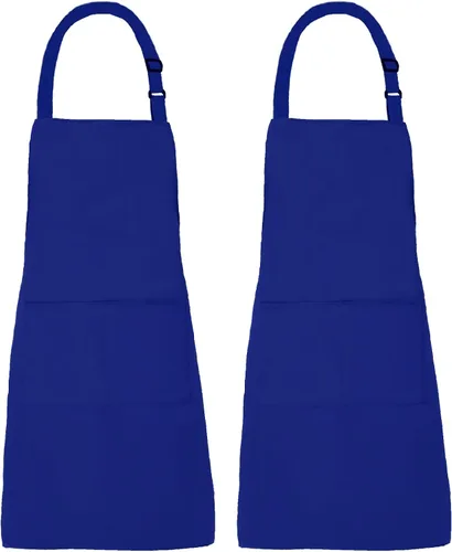 Miniatura 12 de Paquete de 2 delantales de lona resistentes al agua ajustables con 2 bolsillos con lazos largos para cocina, cocina, restaurante, chef para mujeres