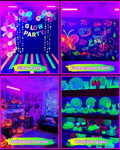 Miniatura 6 de Paquete de 2 barras de luz negra de 42 W para fiesta brillante, luces negras con cable de 6 pies, enchufe e interruptor para fiesta brillante