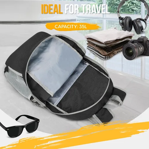 Miniatura 3 de Mochila de viaje Zomake ligera para senderismo, resistente al agua, mochila plegable para mujeres y hombres Negro