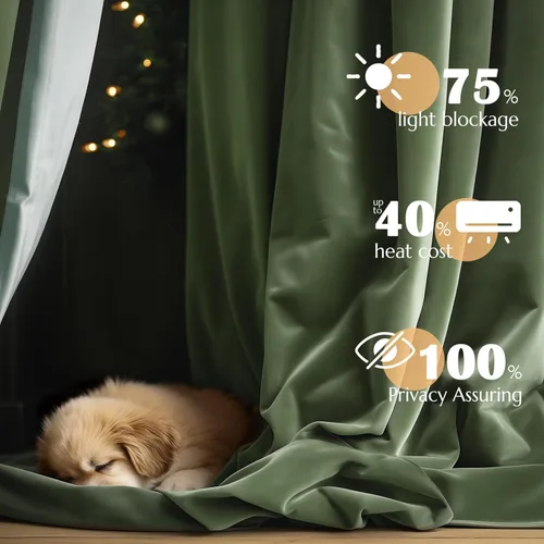 Miniatura 3 de jinchan Cortinas de terciopelo para sala de estar, cortinas de lujo con aislamiento térmico para dormitorio de 120 pulgadas de largo, elegantes