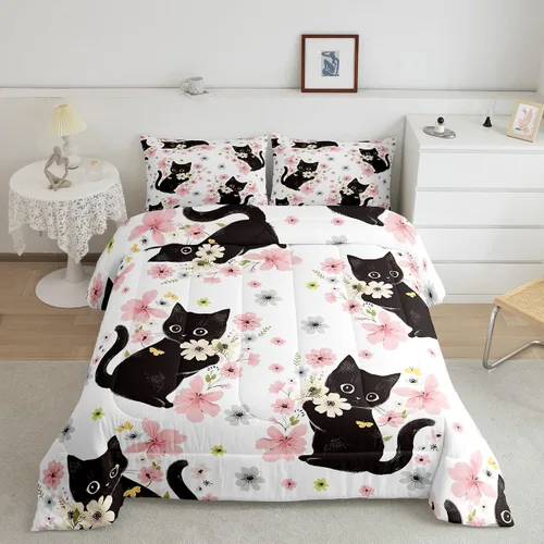 Miniatura 9 de Feelyou Juego de edredón de panda de dibujos animados para niños, edredón de animales lindos para niños y niñas, juego de ropa de cama kawaii panda