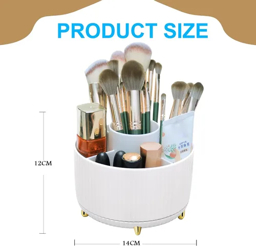 Miniatura 3 de Organizador de brochas de maquillaje, vitrinas de cosméticos giratorias de 360° con 5 compartimentos organizadores de cosméticos y cuidado