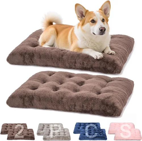 Miniatura 10 de POMIU Paquete de 2 camas lavables para perros, camas de felpa de lujo con antideslizante, lavable a máquina, tapete para dormir para perros grandes