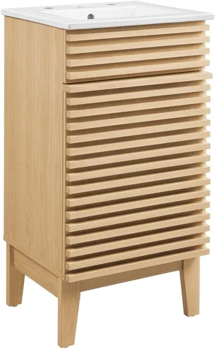 Miniatura 58 de Modway Render 23.5" tocador de baño en nogal (lavabo no incluido)