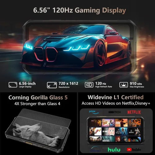 Miniatura 5 de Ulefone Armor X16 Pro 5G Smartphone Resistente, 16GB+256GB MTK Dimensity 6300 Android 15, cámara principal de 64MP+25MP, 10360mAh, pantalla Corning