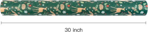 Miniatura 5 de RUSPEPA - Papel de envolver de Navidad, rollo jumbo de papel kraft - diseño de animales navideños para envolver regalos de fiestas - 30 pulgadas x