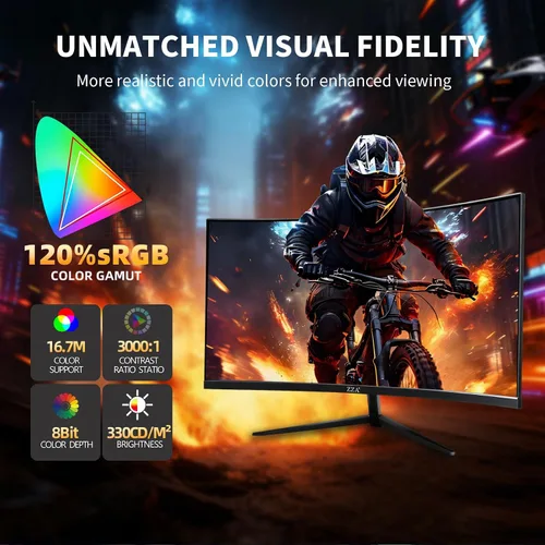 Miniatura 2 de ZZA Monitor curvo de 32 pulgadas para juegos de 180 Hz, monitor de computadora FHD 1080P 1500R HDR, FreeSync, monitor ultrarrápido de 1 ms