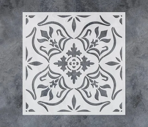 Miniatura 8 de GSS Designs - Plantilla de azulejos de joyas de 12 x 12 pulgadas, gran plantilla reutilizable para pintar y decorar la pared del piso, diseño