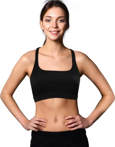 Miniatura 4 de Patelai sujetador deportivo con relleno para mujer, 2unidades, espalda cruzada, para entrenamiento, sin costuras, cómodo, sujetador de yoga