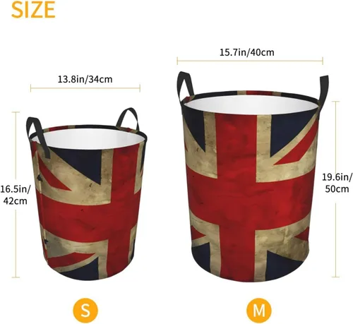 Miniatura 3 de Cesta de lavandería con estampado de bandera británica, impermeable, con asa, plegable, cesta organizadora circular portátil para cocina, sala