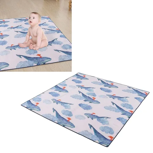 Miniatura 4 de Linda alfombra de juego de nubes de tiburón, tapete de juego para bebé, multifuncional, impermeable, antideslizante, tapete de picnic para salas