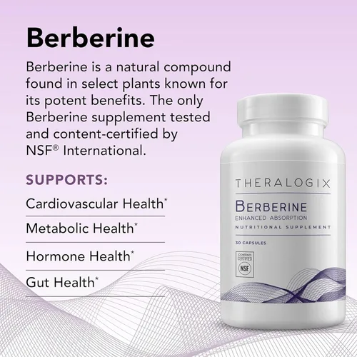 Miniatura 3 de Theralogix Absorción mejorada de berberina, suministro para 30 días, fabricado con fitosoma de berberina para ayudar a mantener el metabolismo