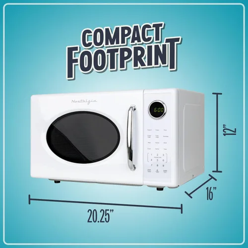 Miniatura 5 de Nostalgia Horno microondas retro de 1000 W de capacidad de 1.1 pies cúbicos - Bloqueo de seguridad para niños, 8 ajustes de cocción automática