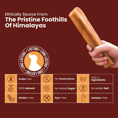 Miniatura 2 de Queso auténtico del Himalaya de yak para perros - Pequeño (Paquete de 10) - Procedencia de las estribaciones prístinas del Himalaya, sin cuero
