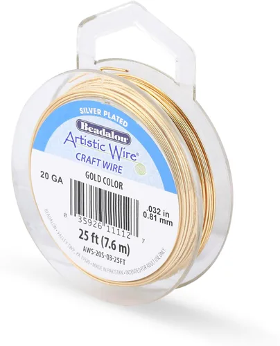 Miniatura 86 de Artistic Wire, alambre para manualidades de calibre 22 bañado en plata, resistente a las manchas, color cobre, blanco, 9,1 m