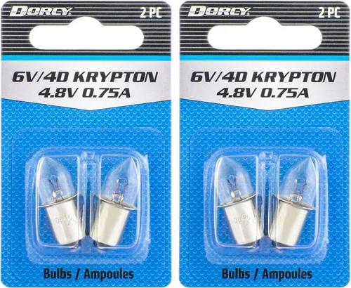 Dorcy Bombilla de repuesto de 6 voltios/4D-4.8 voltios, base de bayoneta de 0.75 A (41-1663), azul, paquete de 2