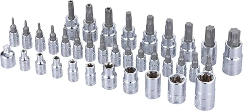 Miniatura 2 de 37 piezas S2 Star Bit Socket y juego de zócalo externo, 1/4 pulgadas, 3/8 pulgadas y 1/2 pulgadas - (T8- T55 /TT8 - TT55, E4- E18)