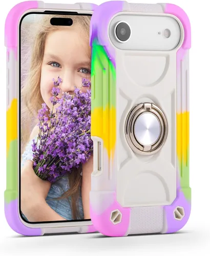 Miniatura 71 de MARKILL Funda compatible con iPhone Air de 6.5 pulgadas 2025 con soporte de anillo giratorio de 360 grados, protección contra caídas de grado