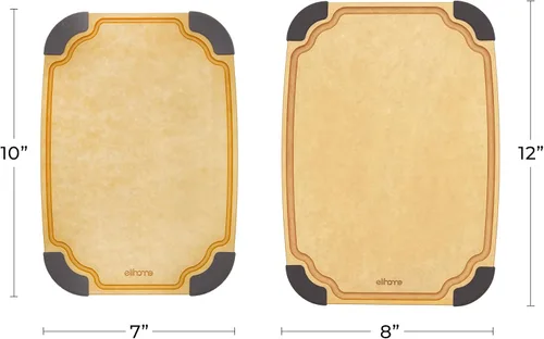 Miniatura 7 de Elihome Essential Series - Juego de tablas de cortar de madera 2 en 1 para cocina, tabla de madera para cortar verduras, pan, queso, carne