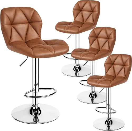 Miniatura 15 de Yaheetech Juego de 2 taburetes de bar, modernas sillas ajustables para isla de cocina, taburetes giratorios de piel sintética negra para bar, Negro