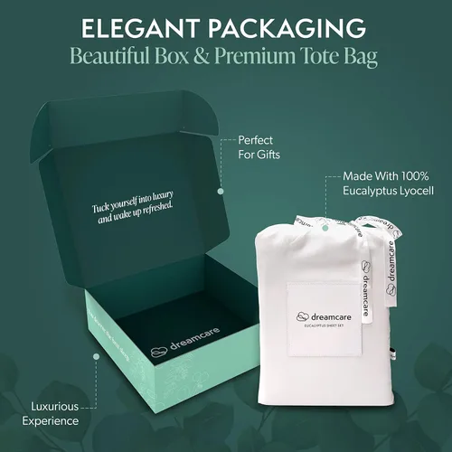 Miniatura 6 de DREAMCARE Sábanas 100% eucalipto, sábanas matrimoniales, Tencel, Lyocell Juego de sábanas frescas para personas que duermen con calor