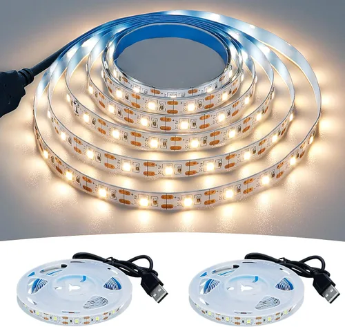 Miniatura 12 de Tira de luz LED roja USB 620-625nm 5V alimentada por USB, 13.12 pies/4M, 240 LED, flexible, SMD2835, de alto brillo, sin impermeabilidad, IP20