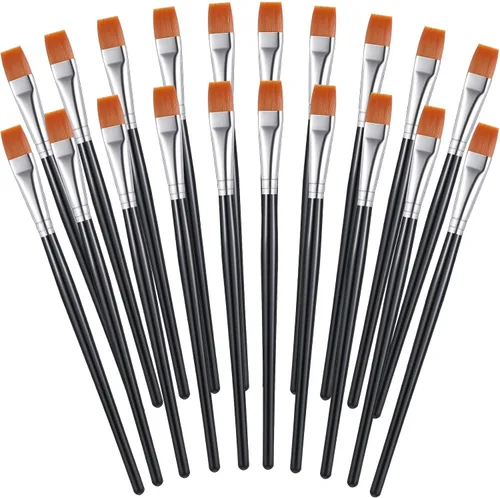 Zonon 20 pinceles planos de pintura acrílica, accesorios de manualidades, premios de aula, regalos pequeños, pinceles de pintura de acuarela, a Negro