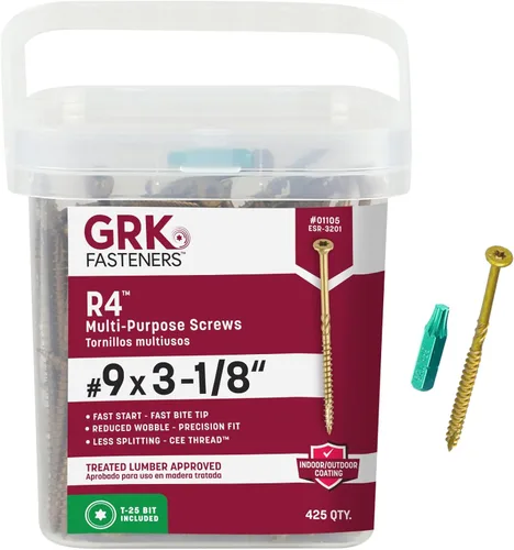 Miniatura 11 de GRK Fasteners R4™ # 9 x 1-1/2 pulgadas, tornillos de marco multiusos, 820 piezas, revestimiento Climatek™ resistente a la corrosión, vallas