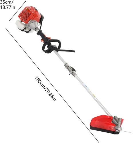 Miniatura 6 de Recortadora de hierba de gas 6 en 1, recortadora de setos, 52 cc, 2 ciclos con mango antideslizante, cortador de cepillo para herramientas de Rojo