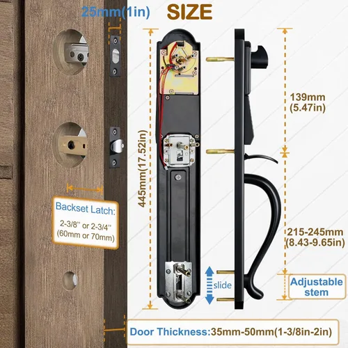 Miniatura 3 de Cerradura de puerta de entrada sin llave con juego de manija, manija de puerta exterior inteligente electrónica con teclado, mano derecha