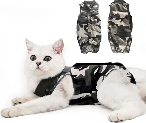 Miniatura 7 de Traje de recuperación para gatos macho y hembra, ropa suave para después de la cirugía, mono con cono protector, camisa, ropa, pañales protectores