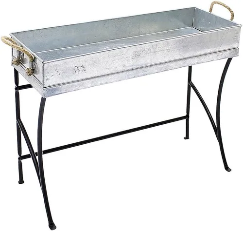 Achla Designs WT-03 - Caballete de metal pequeño, para plantas para interiores y exteriores, con bandeja extraíble, pequeño, negro y acero