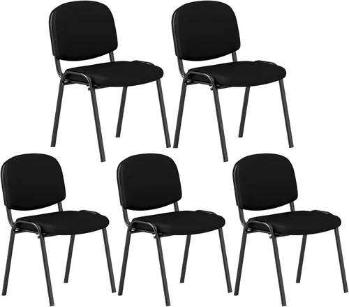 Miniatura 12 de COSTWAY Juego de 8 sillas de sala de espera, sillas de conferencias apilables con asiento y respaldo tapizados, sillas ergonómicas de recepción
