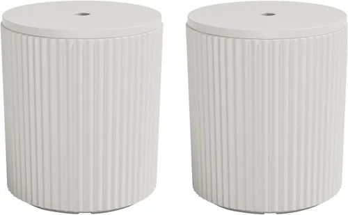 Miniatura 14 de SERWALL Outdoor Round Umbrella Side Table, 3-in-1 Ice Bucket & Side Table & Storage Box, Multi-Functional Use for Porch/Patio/Poolside, Beige