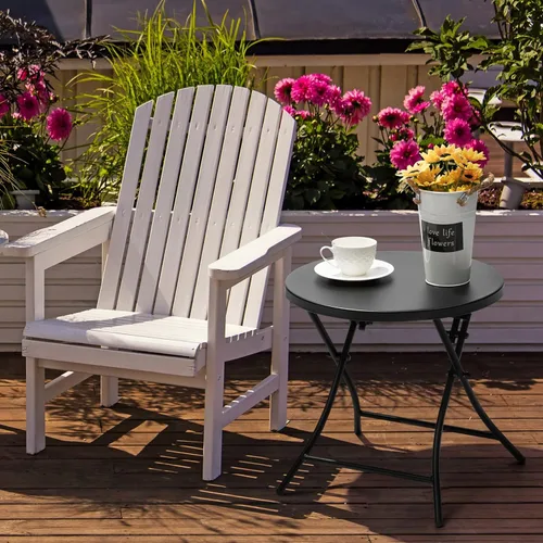 Miniatura 8 de Mesa auxiliar para exteriores, mesa auxiliar redonda plegable de metal, resistente a la intemperie, mesa decorativa de patio pequeño para porche